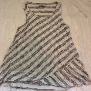 Knox Rose Gray and White Striped Tank Top